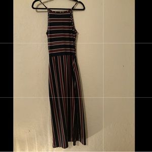 Red white & blue striped dress with split in front
